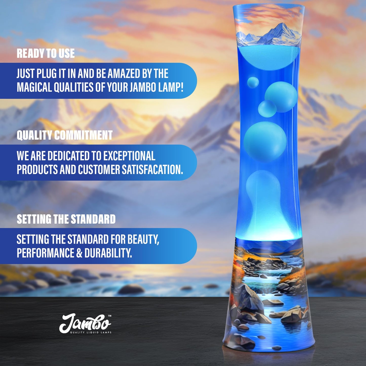 JAMBO 15.5" River Oasis Lamp, Beautiful Lamp for Living Room Office Bedroom Kitchen, Night Light Nightlight for Adults, Teens and Kids, Relaxing