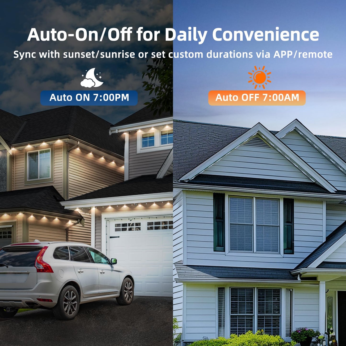 MaweMe 150FT Permanent Outdoor Lights for House,RGB LED Eaves Lights with IP67 Waterprooff, Smart App Remote Control, Music Sync, for Christmas,Daily