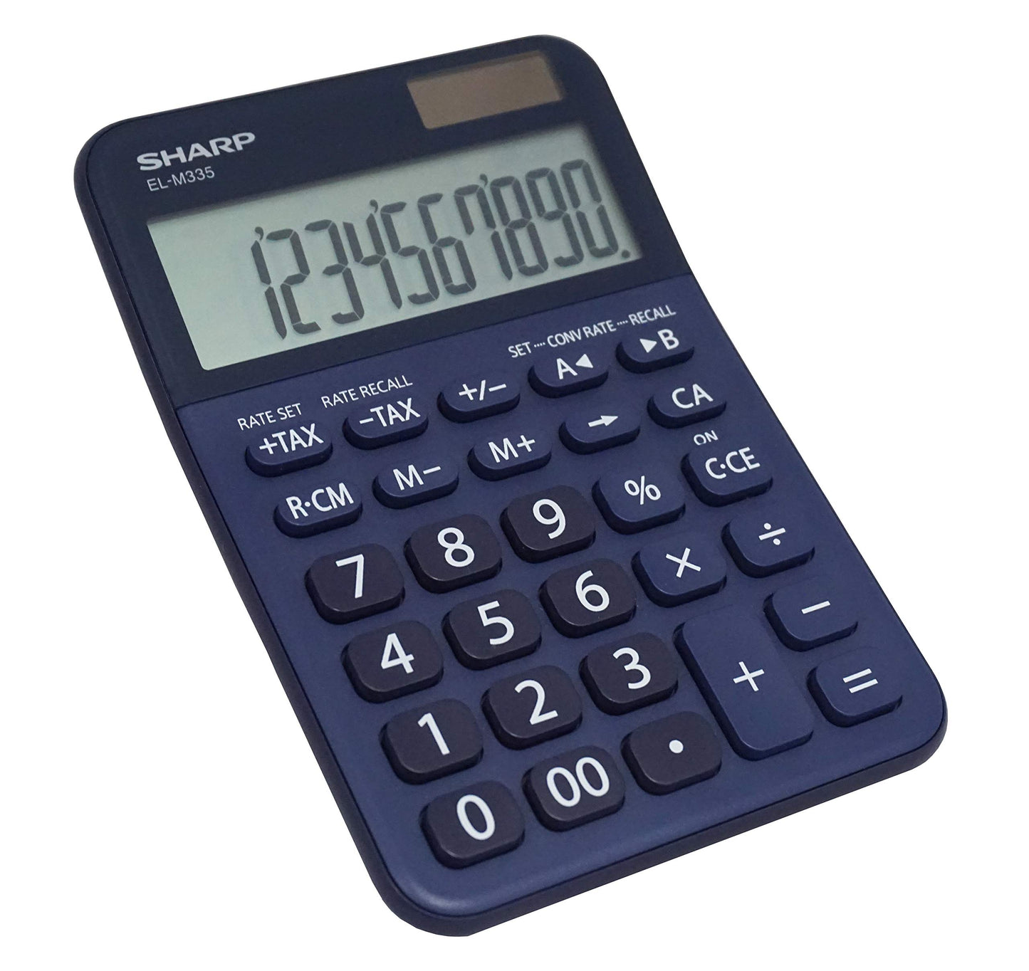 Sharp EL-M335 10-Digit Extra Large Desktop Calculator with Currency Conversion Functions, Tax, Percent and Backspace Keys, and a Large Angled LCD