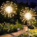 Redefun Solar Fireworks Lights for Outside 2 Pack 120 LEDs Solar Garden Decor, 8 Modes Tall Sparkler Light Outdoor Waterproof Starlit Starburst Lights