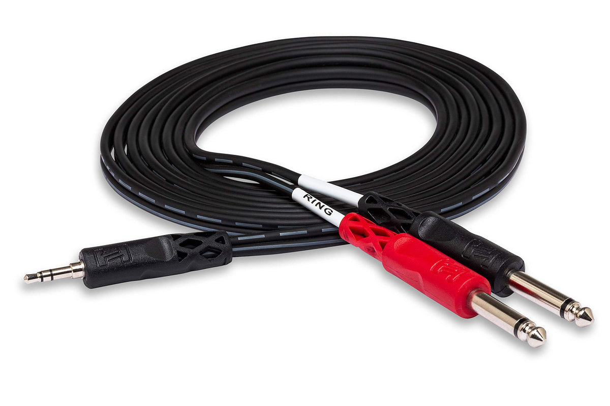 Hosa CMP-159 3.5 mm TRS to Dual 1/4" TS Stereo Breakout Cable, 9 Feet (5-Pack)