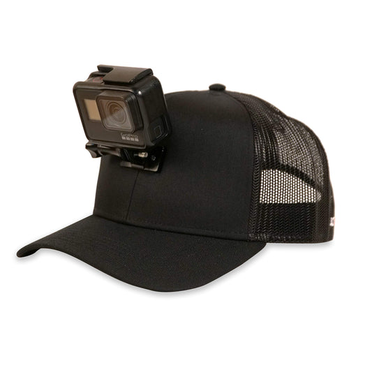 ActionHat® Black Curved Bill - Patented Floating Hat Mount Compatible for GoPro, DJI, Insta360 Action Cameras