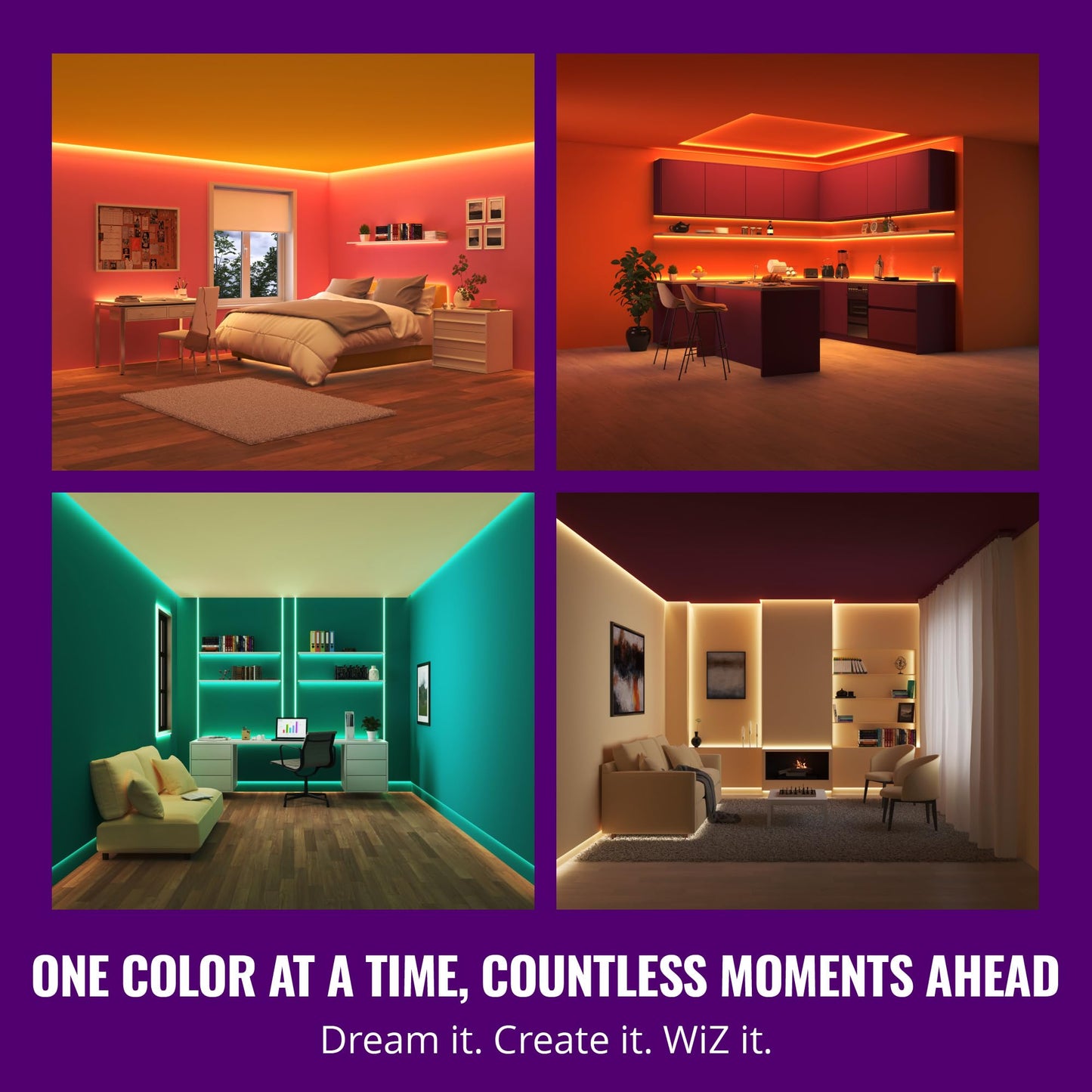 WiZ Connected - Bundle - RGB LED Strip 5m Plus 2 60W A19 Color Bulbs - Control with Voice or App + Activate with Motion - Matter Compatible