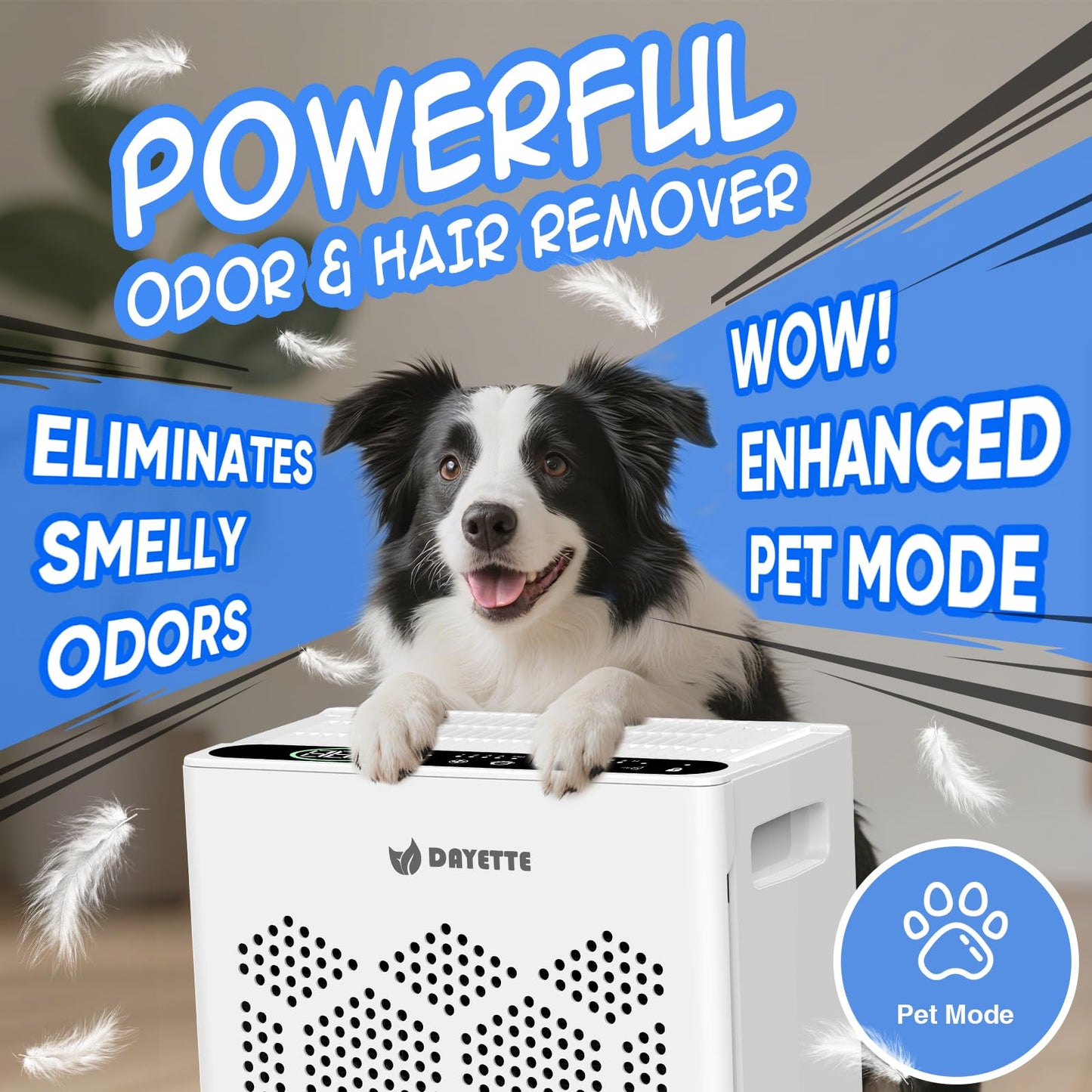 DAYETTE Air Purifiers for Home Large Room Up to 1800 Ft² with Fragrance, Smart WiFi Alexa Control,Auto Mode, HEPA 14 Air Purifier with Washable
