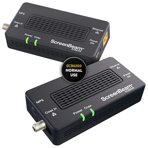 ScreenBeam Bonded MoCA 2.0 Network Adapter for High Speed Internet, Ethernet Over Coax - Starter Kit (Model: ECB6200K02)