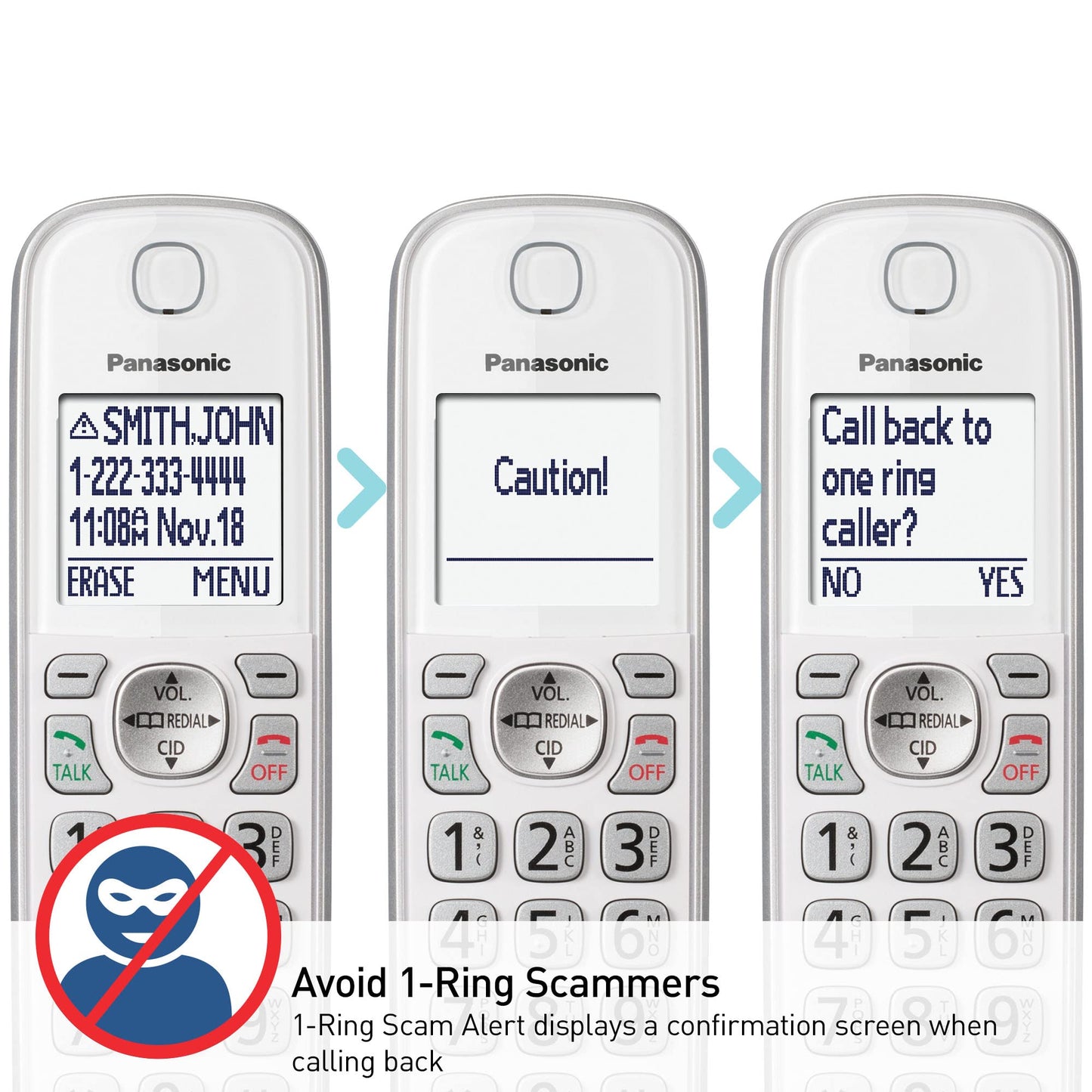 Panasonic Cordless Phone with Answering Machine, Link2Cell Bluetooth Home Phones, Voice Assistant and Advanced Call Blocking, Expandable System with 3