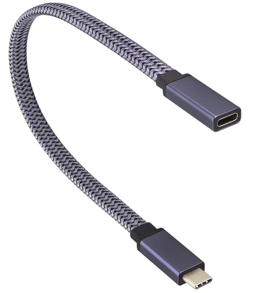 AAOTOKK Braided USB 3.1 Type c to Type C Connector Cable 60W&3A Short Type C 3.1 USB Male to Female Extension Cable Supports Charging,Data,Audio,Video