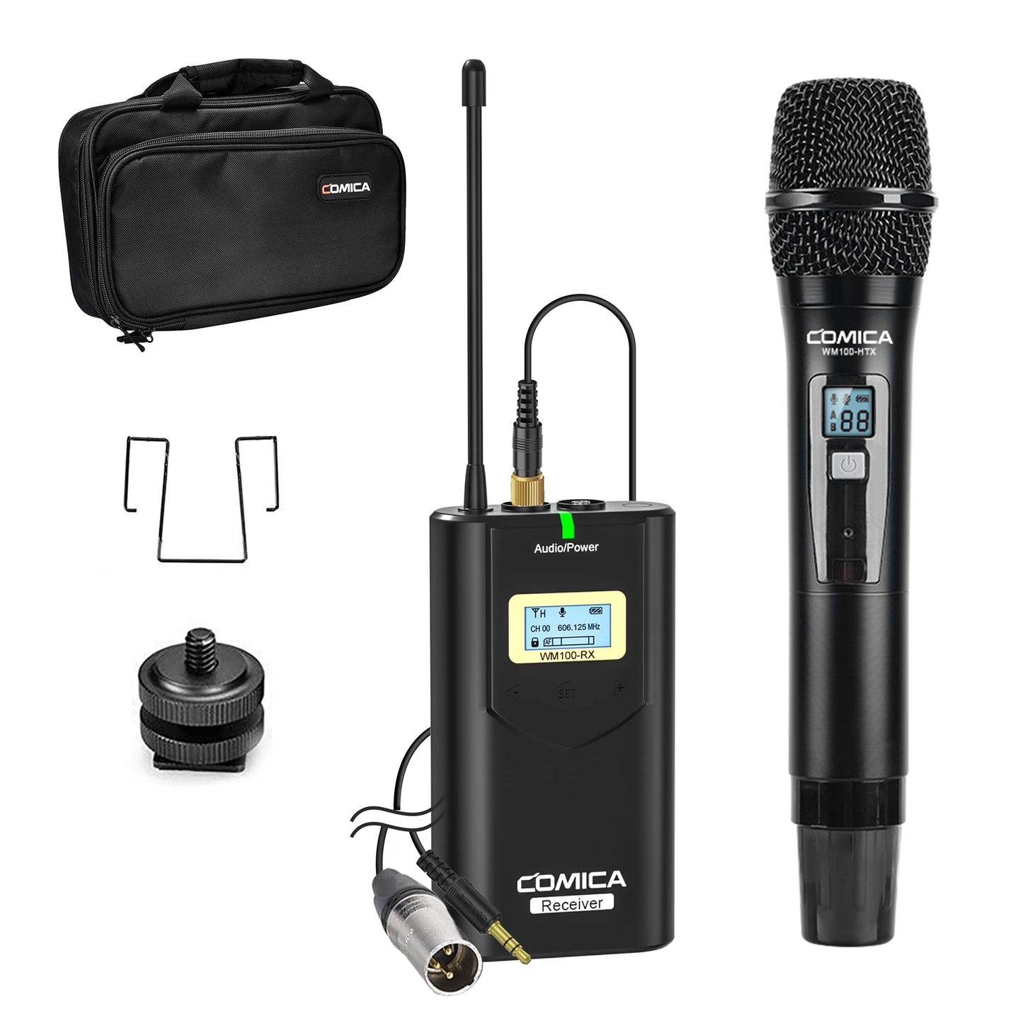 COMICA CVM-WM100 H UHF 48-Channel Professional Wireless Handheld Microphone System for Canon Nikon Sony Panasonic Fuji DSLR Camera, XLR Camcorder