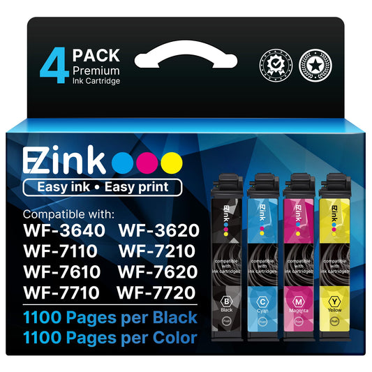 E-Z Ink Remanufactured Ink Cartridge Replacement for 252XL Combo Pack for Epson Printer Workforce WF-7110 WF-7720 WF-7710 WF-3620 WF-3640 (1 Large
