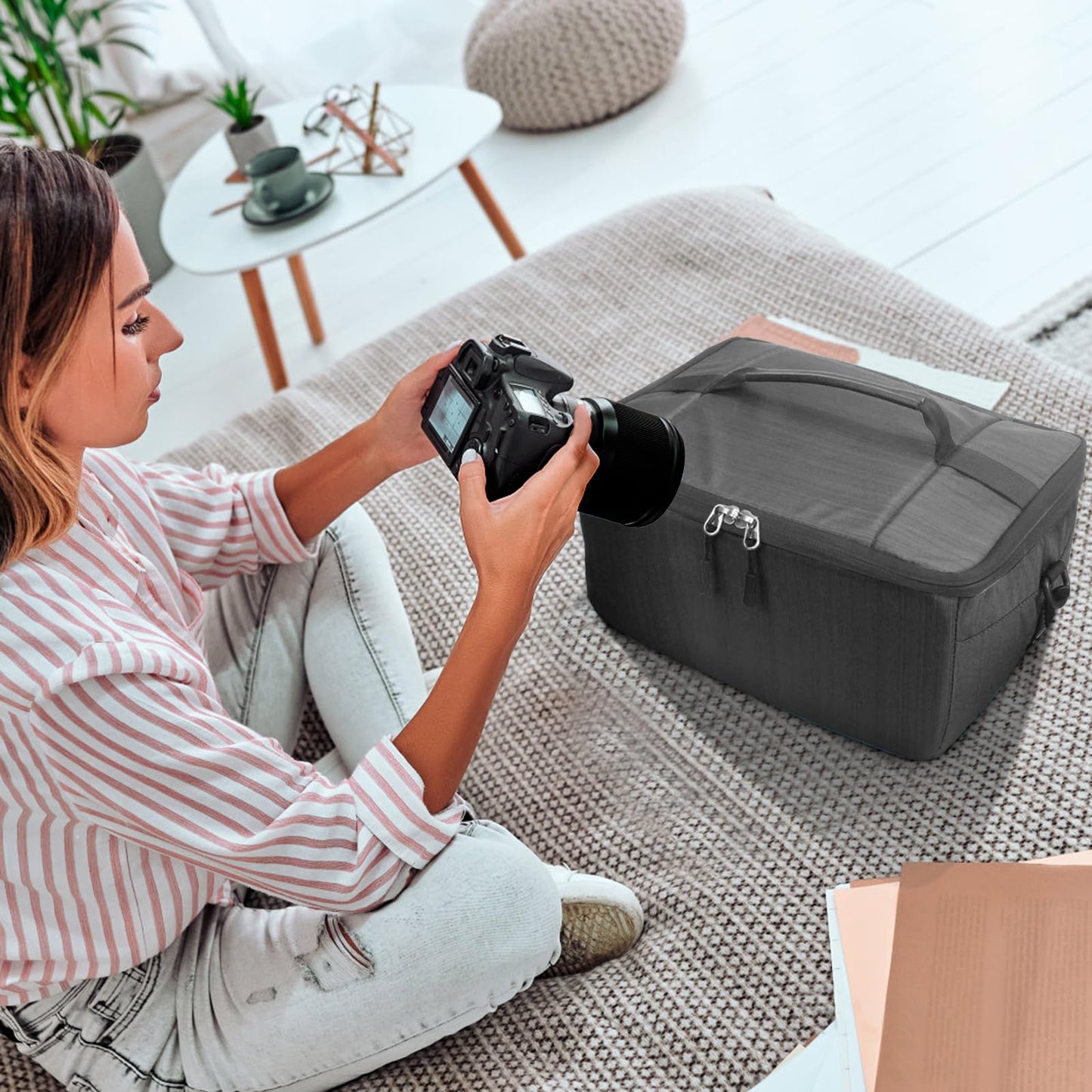 Koolertron Dslr Camera Insert Bag Purse Universal Liner Lens Pouch Partition Protective Cover Waterproof Sleeve for Cannon/Nikon/Sony (Black)