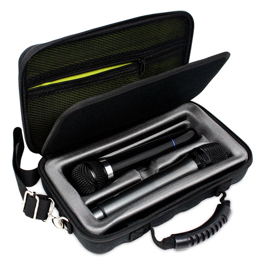 LOUDmouth Dual Wireless Microphone Case | Hard Shell Travel EVA Storage Box for Two Wireless Mics | Hardshell Carrying Case | CASE ONLY | 12.5" x 7" x