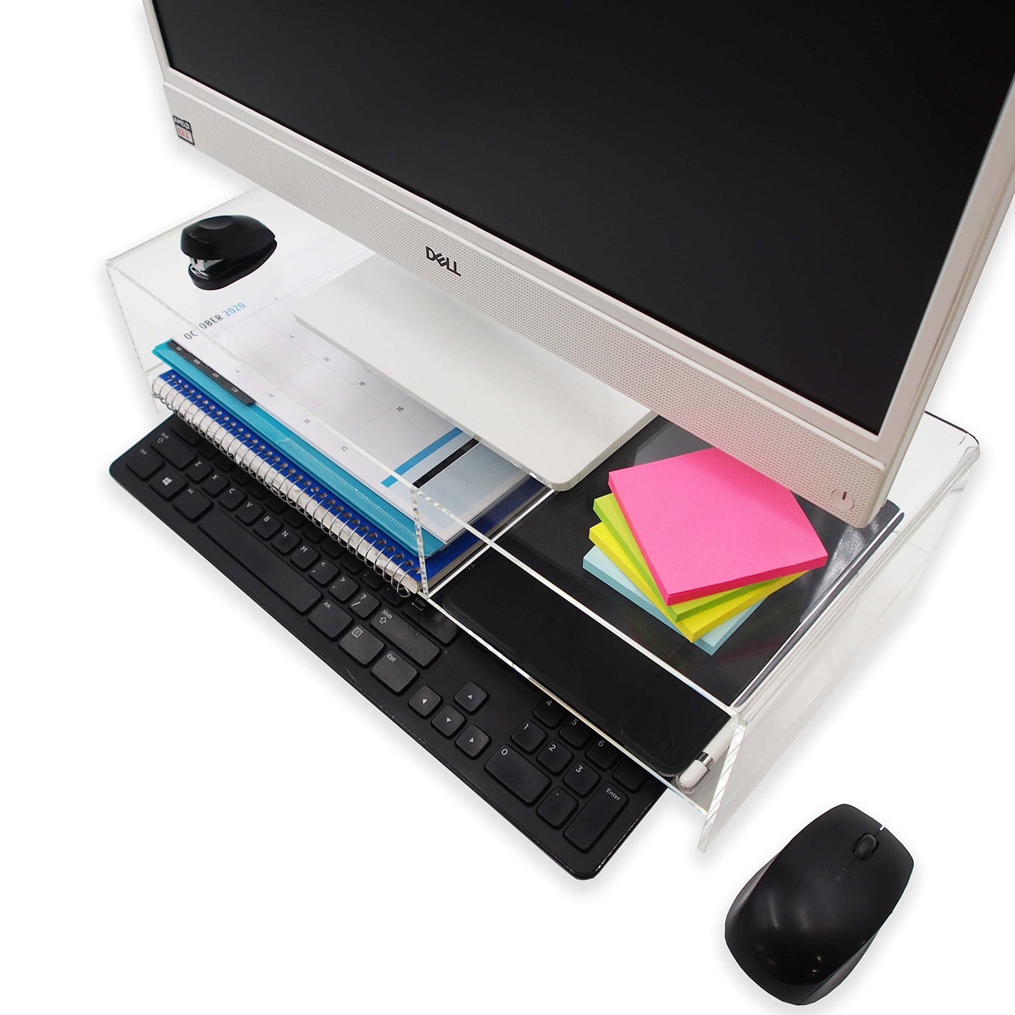 CuteBox Company 4-Pack Clear 5mm Deluxe Acrylic Monitor Stand for Computers, Monitors, Laptops, Tablets, Office Use, Home Use, Desks, Tabletop