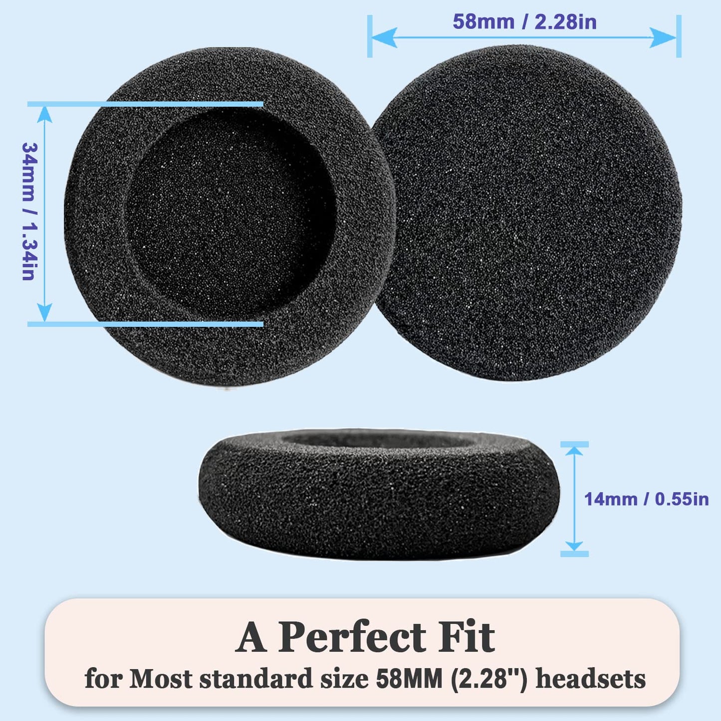 Plantronics Headset Ear Cushions Replacement Foam Ear Pads for Plantronics HW251N HW261N HW510 HW520 Blackwire C320 3210 3220 3320 Jabra PRO 920 Biz