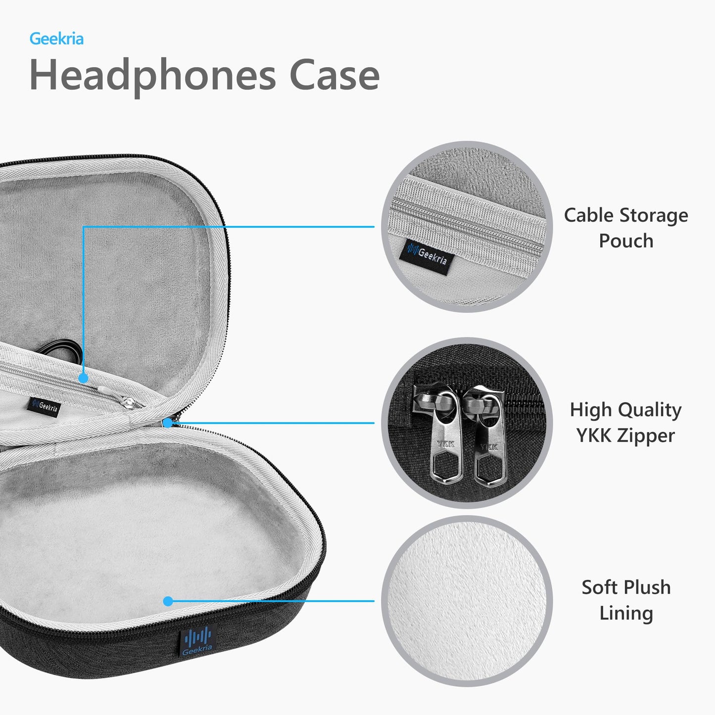 Geekria Shield Headphones Case Compatible with Bose QC Ultra II, QC 45/35 II Gaming and More, Replacement Hard Shell Travel Carrying Bag with Cable