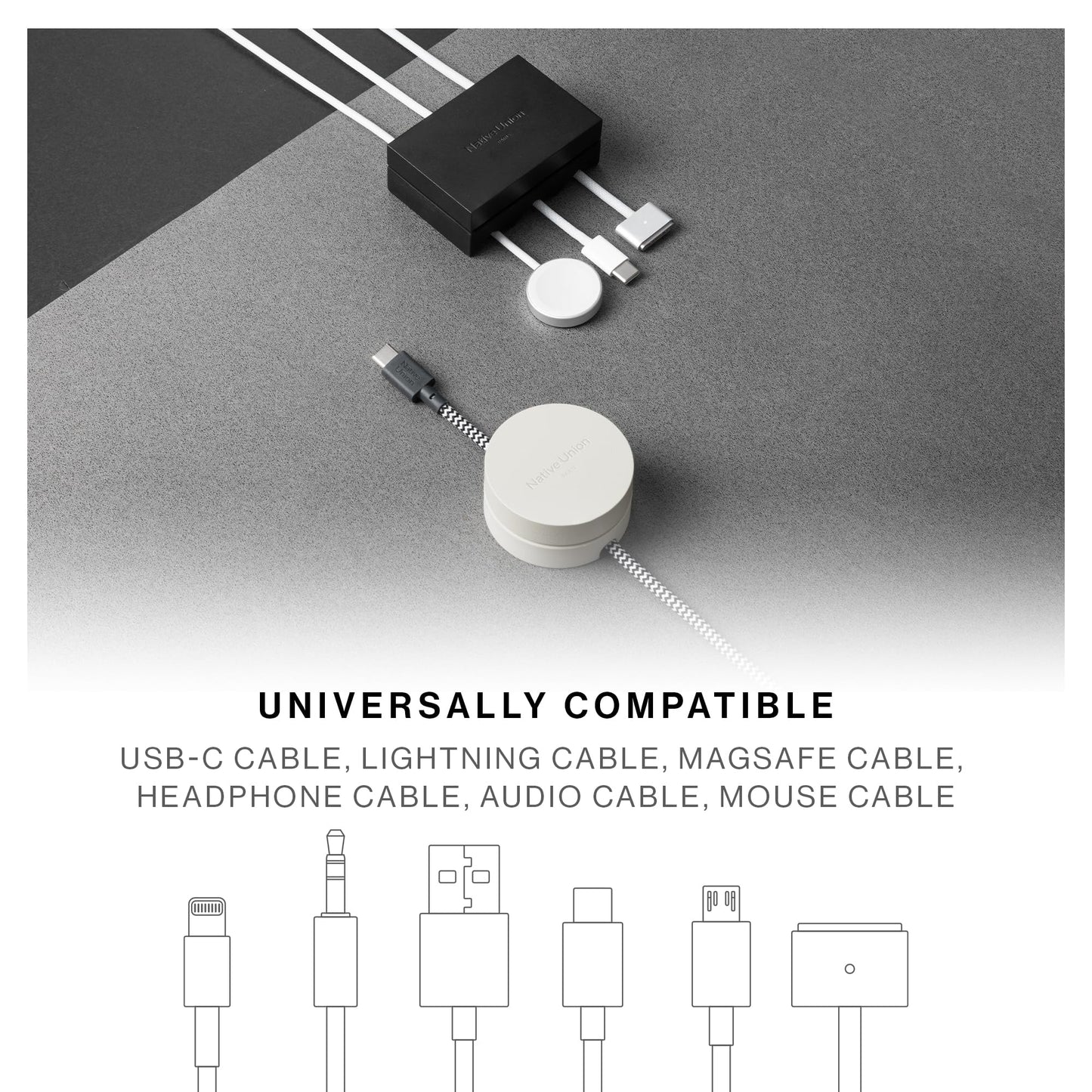 Native Union Weighter - Cable Weight/Holder Desk Accessory for Workspace or Nightstand - Non-Slip Cable Organizer - Metal and Silicone Design - for