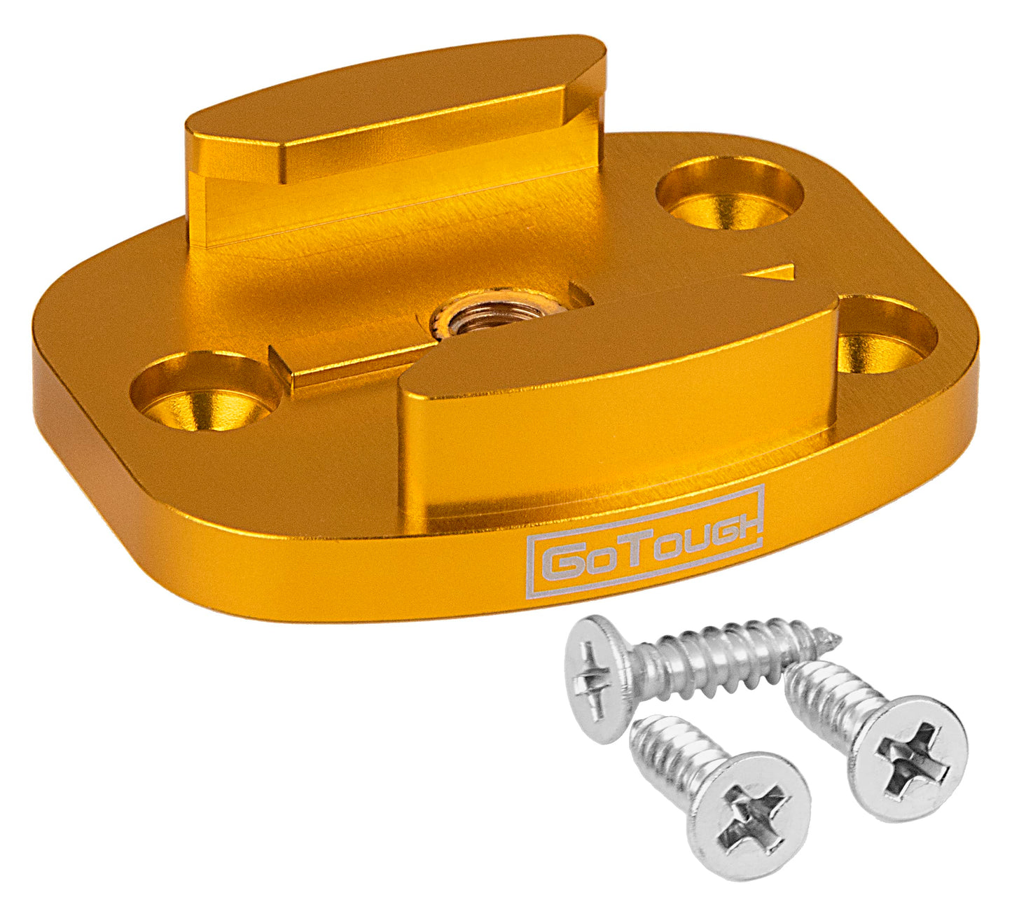 GoTough Gold QR Mount with Pilot Holes - All Metal, Versatile Quick Release Plate with 1/4”-20 Tripod Screw and Pilot Holders Compatible with GoPro