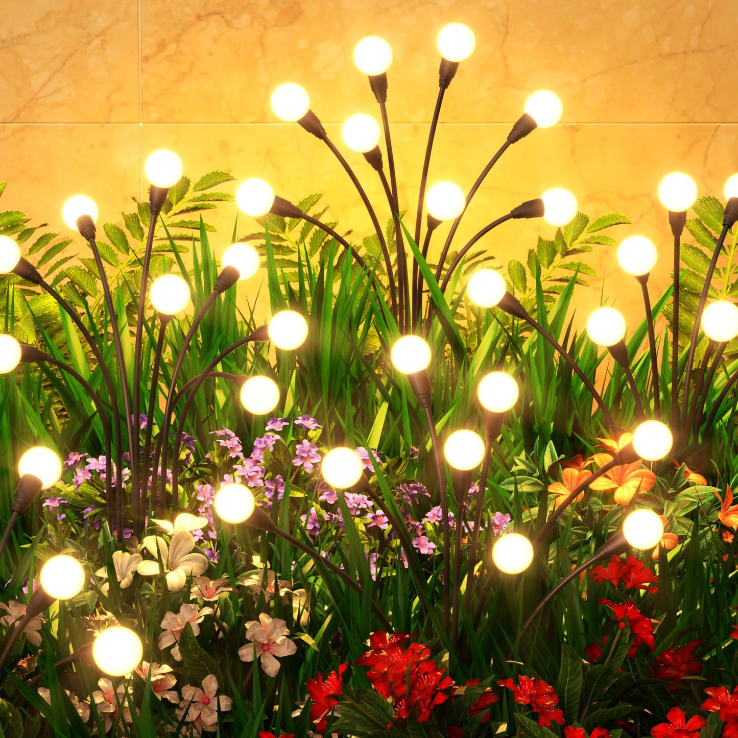 Cnuoky 6 Pack Solar Garden Lights 48 LED, Solar Lights Outdoor Waterproof IP65, Decorative Garden Lights Solar Powered for Yard Patio Pathway Decor