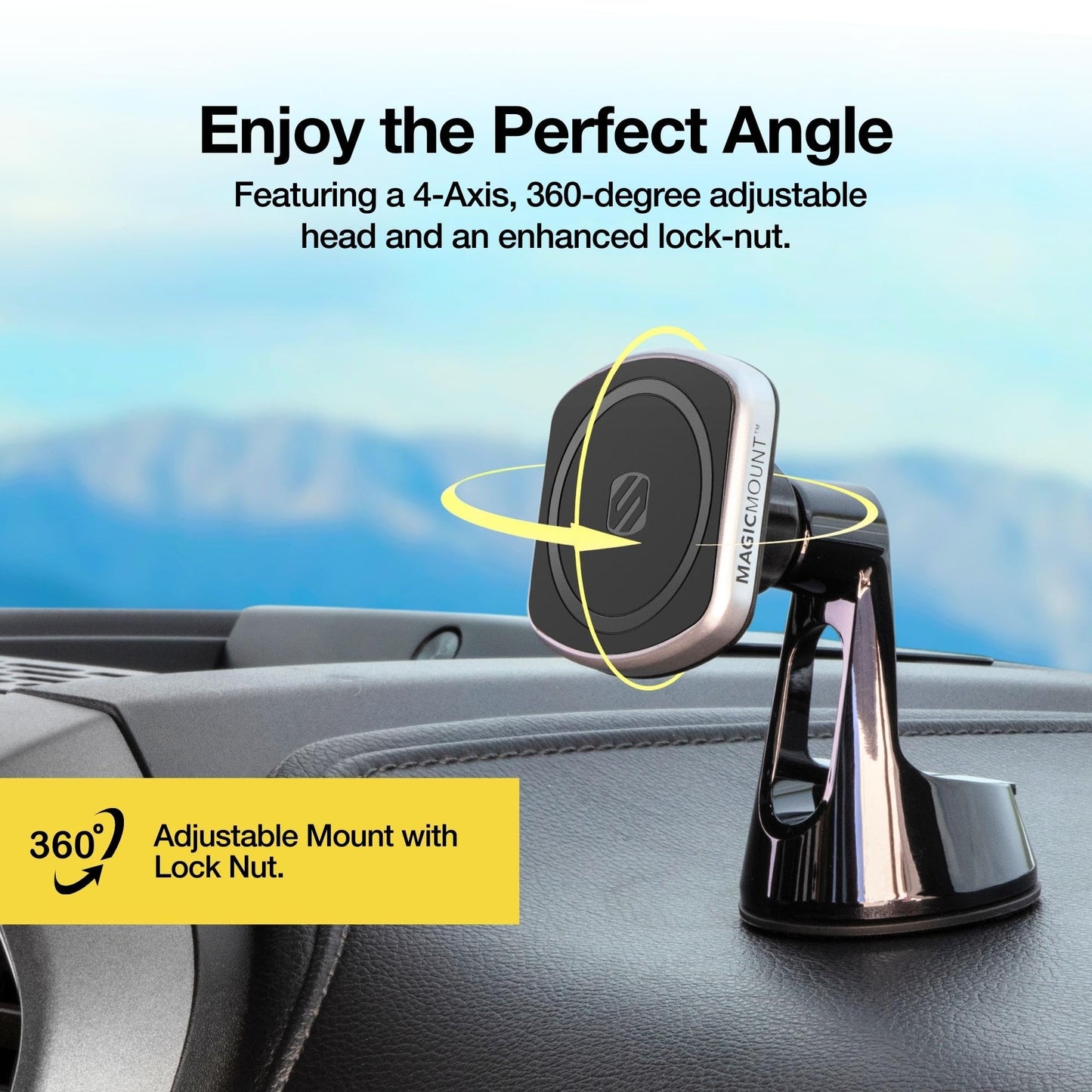 Scosche MP2WD-XTSP MagicMount Pro2 Magnetic Car Phone Holder - Ultimate Magnetic Car Mount for Windshield or Dashboard with Suction Cup - Compatible