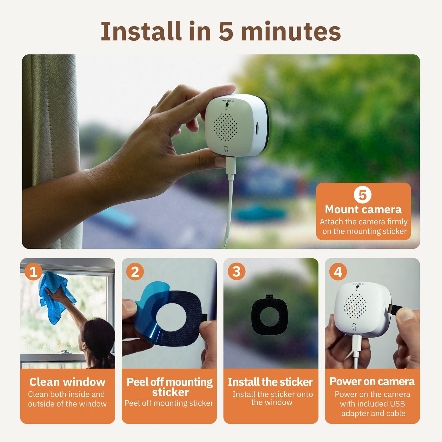 Girafit 3MP 2K Window Camera,2.4GHz & 5GHz WiFi Indoor Cameras for Home Security with ChroMax Al Color Night Vision,Person & Motion Detection,24/7