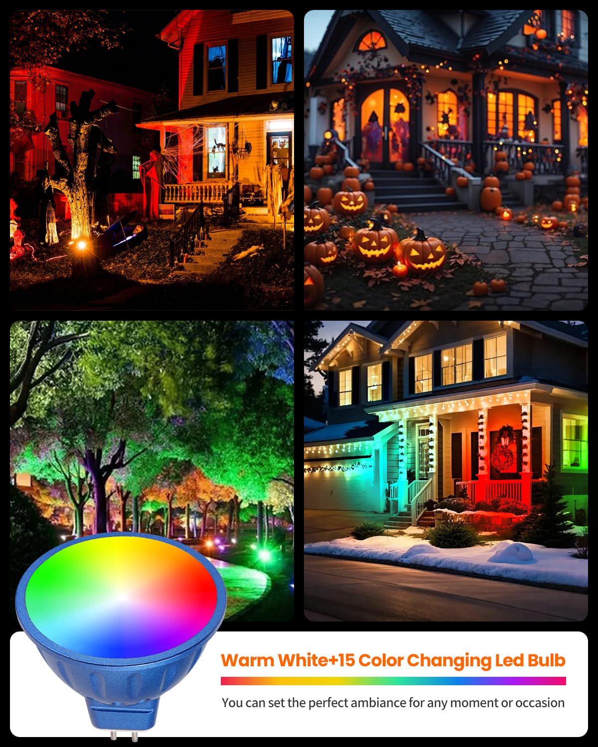Cheopha MR16 Color Changing Led Bulb RGBW 12V 5W Die-cast Aluminum 3-Pack