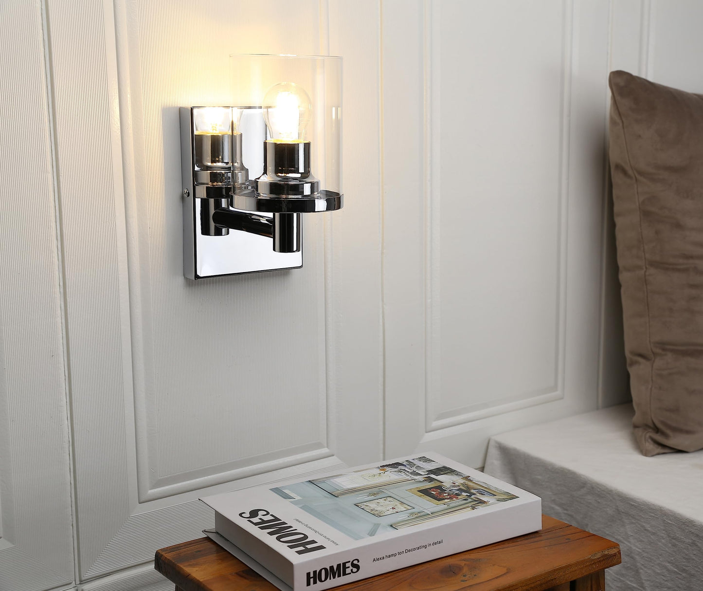 Pathson 1-Light Vintage Wall Sconce, Hardwired Bathroom Wall Light with Clear Glass Shade and Metal Base, Industrial Wall Mount Light Fixtures