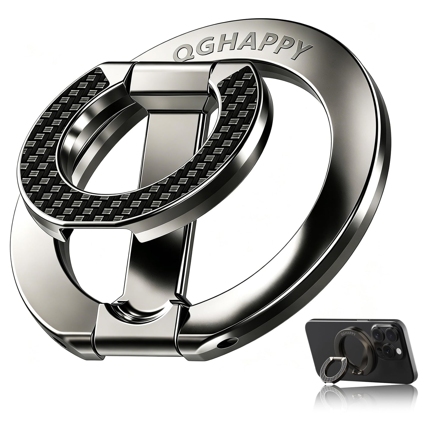 Magnetic Phone Ring Grip [Dual-Sided Magnetic] [Super Magnet] [Magnet Phone Stand Grip Compatible with Car Mounts] Phone Holder for iPhone