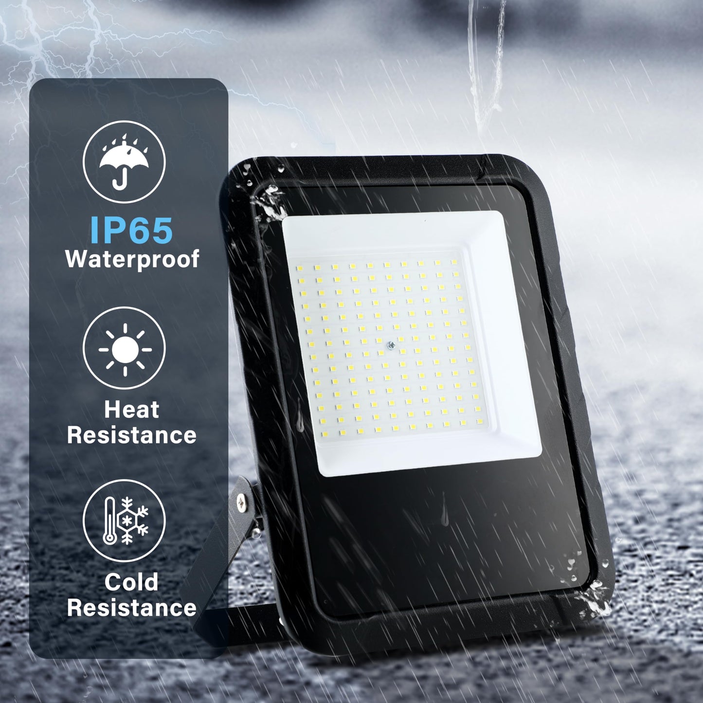 Simple Deluxe 2 Pack LED Flood Lights Outdoor, 100W 10000LM Super Bright Outside Work Light with Plug, IP65 Waterproof, 6500K Floodlight for Garage