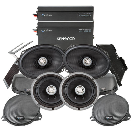Kenwood Excelon P-HD3FR Audio Package for Select 2014-Up Harley-Davidson Models - (2) XM160-2 Audio Amplifier, (2) 6.5" Excelon XM65F & (2) 6"x9"