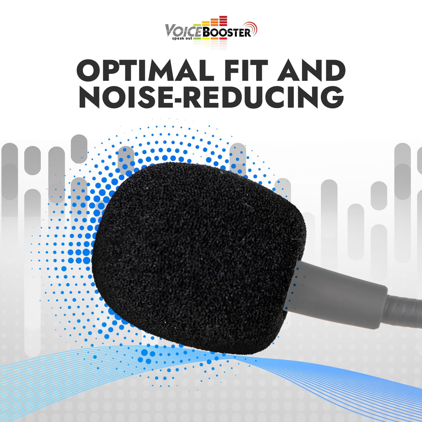Set of 5 Replacement Foam Tip for VoiceBooster & Aker Microphones - Mic Foam Tip Covers for 1/2-Inch Headset & Tie-Clip Mics - Noise-Reducing