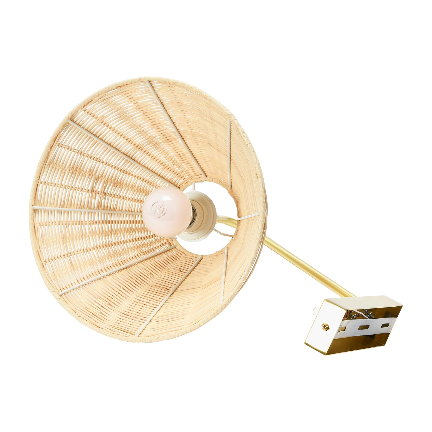 Creative Co-Op Rattan and Metal Wall Sconce, Brushed Brass