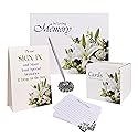 Customoffi Funeral Guest Book Set for Memorial Service - Complete Celebration of Life Guest Book Set with Memory Cards, Pen & Keepsake Box for Funeral