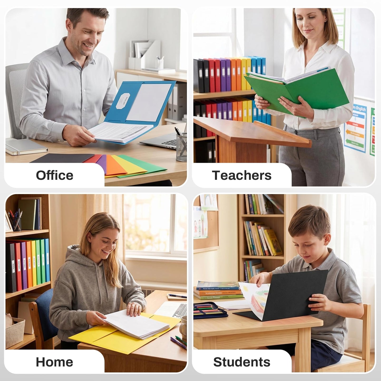 SUNEE Folders with Pockets(25 Pack, Black), 2 Pocket Folders Fit Letter Size Paper, Paper File Folder for School Office Home Bussiness