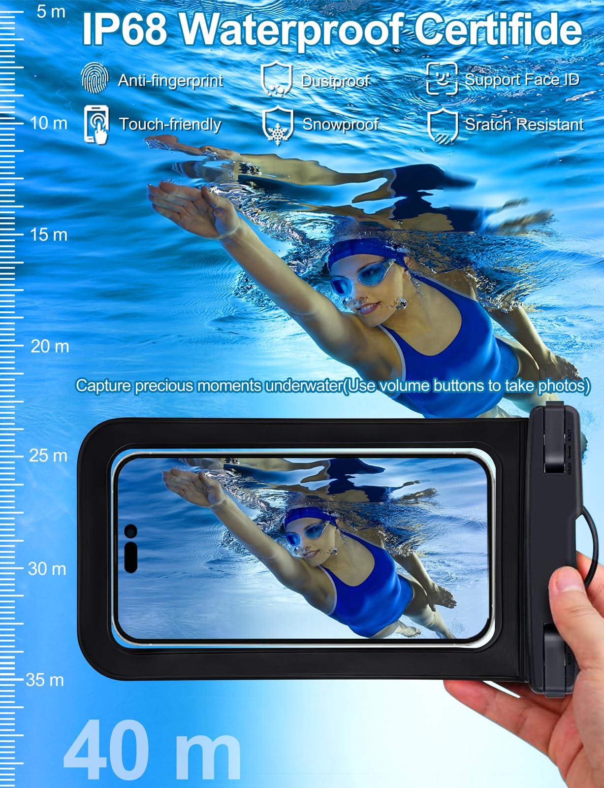 Waterproof Phone Pouch, Cell Phone Case Dry Bag,Protection Level: IP68,Beach Cruise for iPhone,Samsung,and More,Lanyard Included,(Fits Up to 8.3")