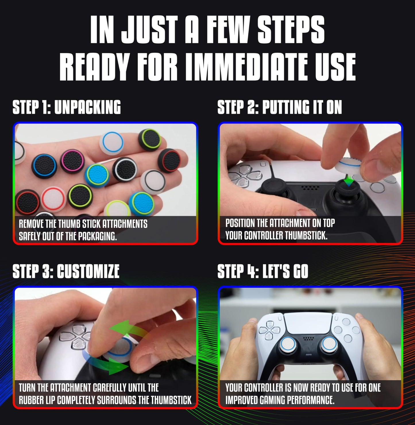 MatoSan 20 Thumbstick Grip Caps - Silicone Thumb Grips Compatible with PS5, PS4, Xbox Controller - Anti-Slip Joystick Cover - Controller Grips