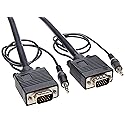 SVGA with Audio Cable, HD15 and Stereo 3.5 mm Plug, Male to Male, 7.5 m (25 ft.), Black