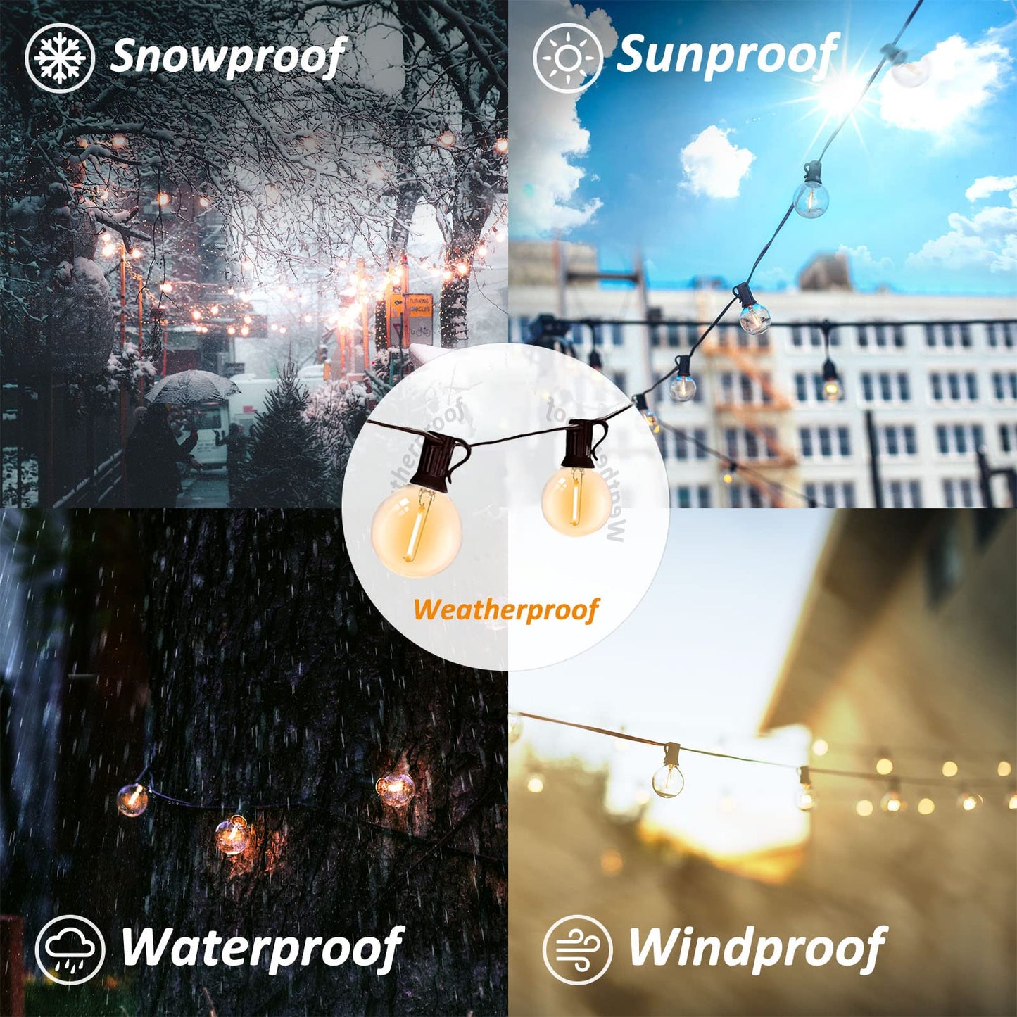 Meidaoduo 100FT LED String Lights Outdoor Waterproof G40 Globe String Lights with 52 Shatterproof Bulbs(2 Extra), Dimmable Connectable Patio Lights