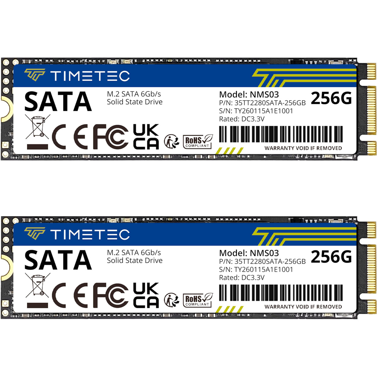 Timetec 256GBx2 (2 Pack) SSD 3D NAND TLC SATA III 6Gb/s M.2 2280 NGFF 128TBW Read Speed Up to 550MB/s SLC Cache Performance Boost Internal Solid State