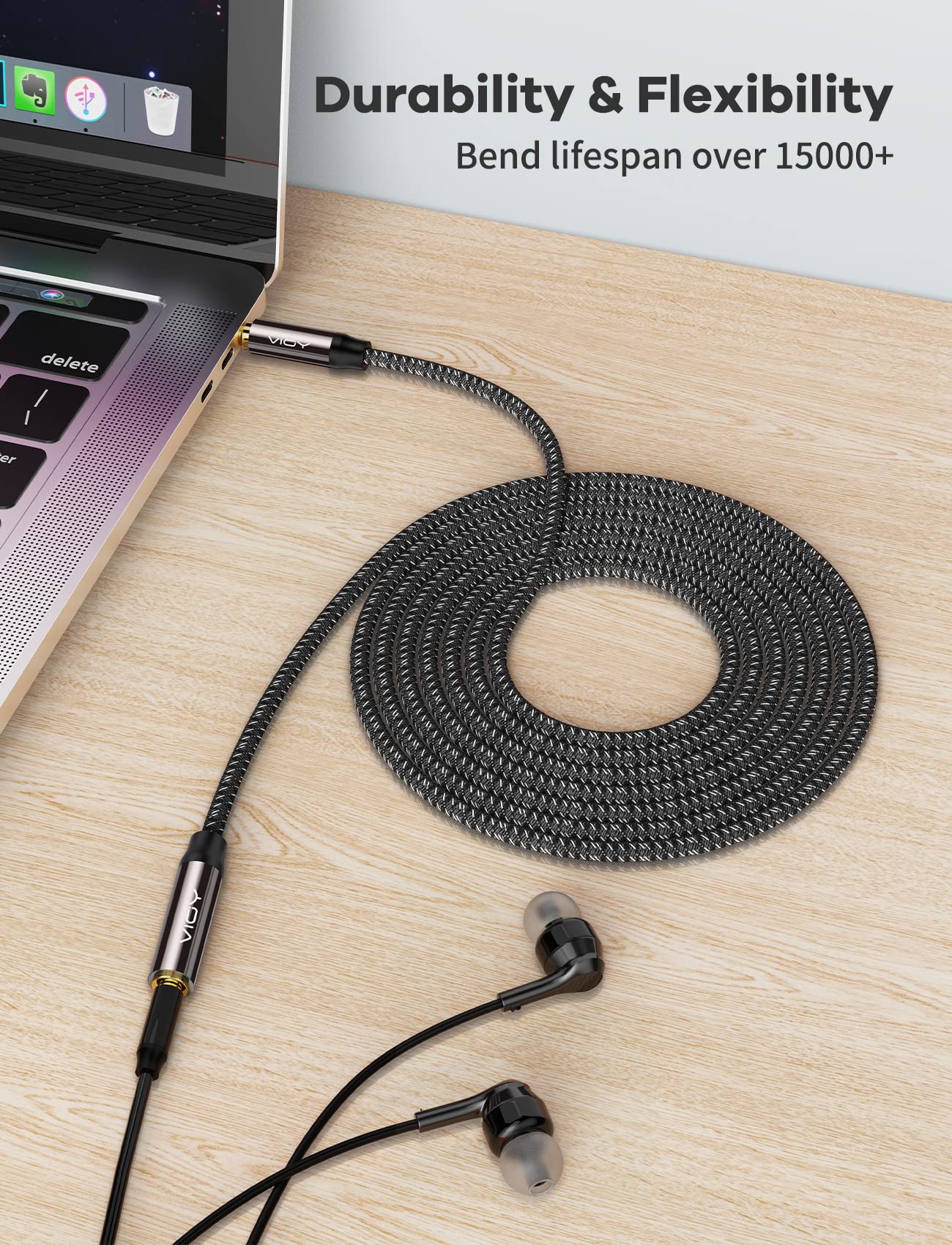 VIOY Headphone Extension Cable 20 FT,[Copper Shell, Hi-Fi Sound] 3.5 mm Male to Female Stereo Audio Cable Nylon Braided Aux Cord for Smartphones