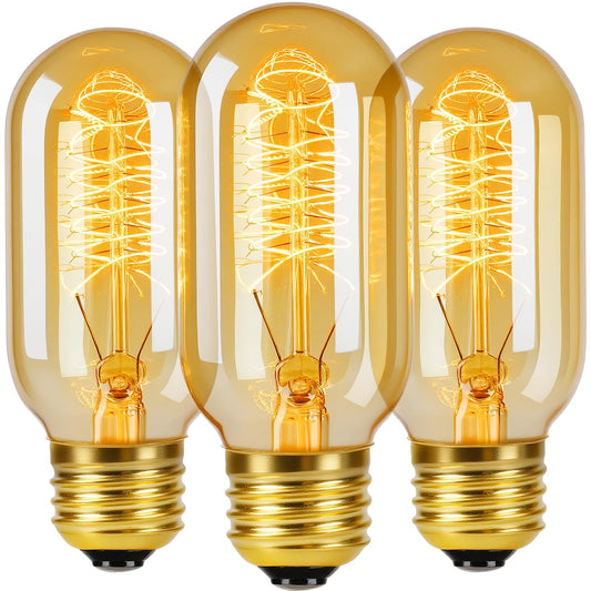 COLWATT T45 Vintage Edison Bulbs, 60W Specialty Decorative Incandescent Light, Antique Spiral Filament, 2200K Warm Amber Glow, E26 Base, Dimmable
