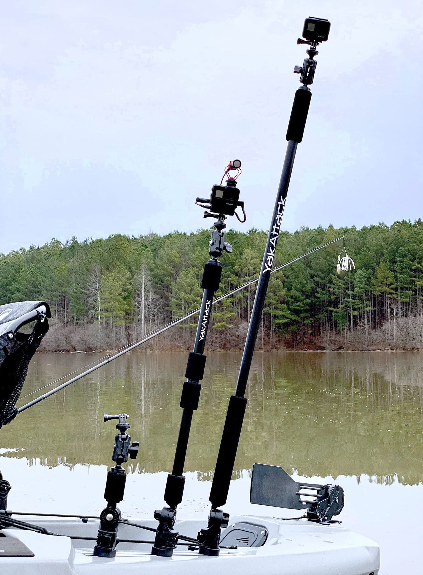 YakAttack Boomstick Pro Camera Mount | 51.5" Floating Aluminum Pole with LockNLoad Base | Includes GoPro & 1/4-20 Camera Attachments | 360° Rotation |