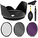 PRO 52mm Filter Kit + PRO 52 mm Tulip Lens Hood For Nikon, Canon, Sigma, Tamron, Pentax, Olympus - 52 mm Polarizing Filter, 52mm UV Filter, 52mm