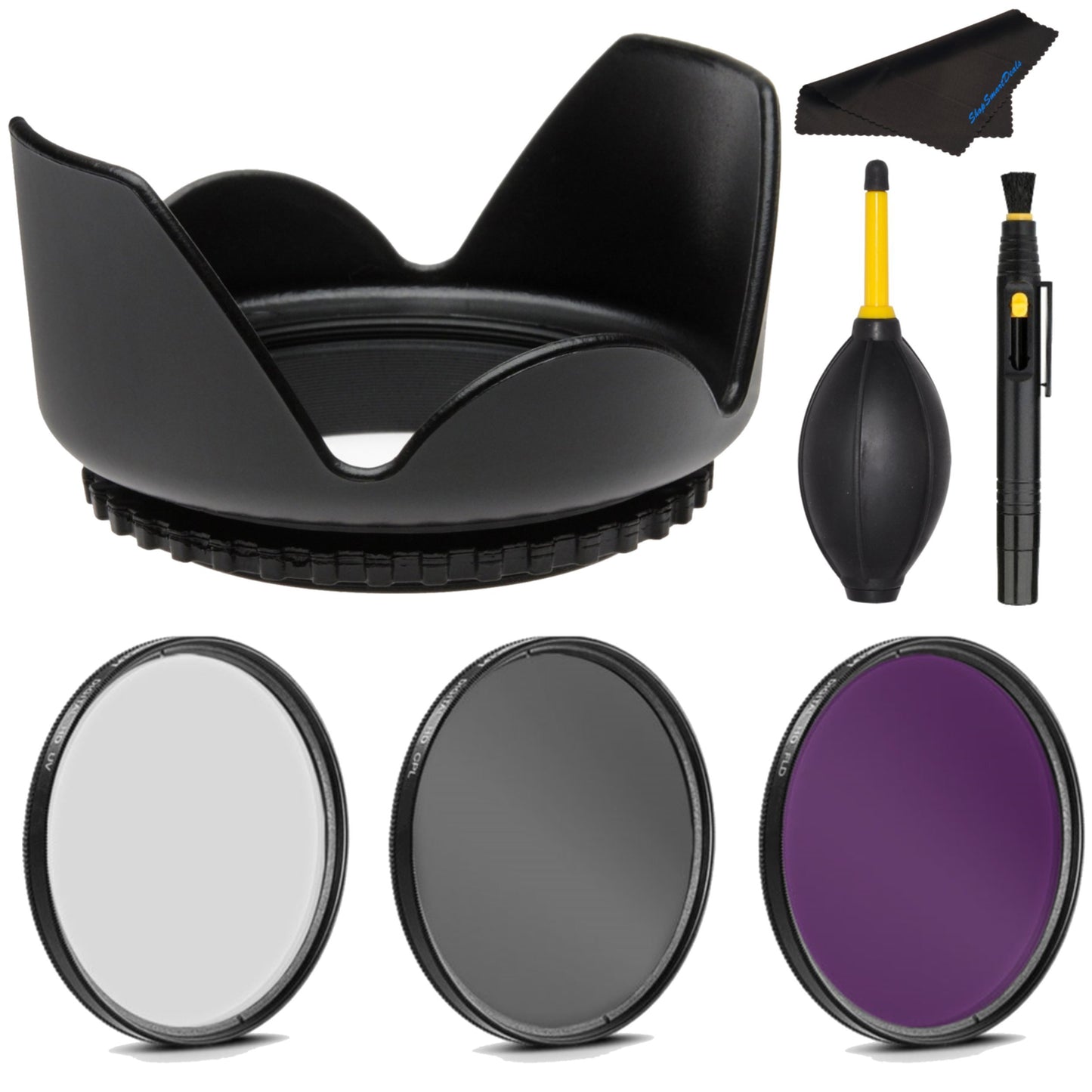 PRO 52mm Filter Kit + PRO 52 mm Tulip Lens Hood For Nikon, Canon, Sigma, Tamron, Pentax, Olympus - 52 mm Polarizing Filter, 52mm UV Filter, 52mm