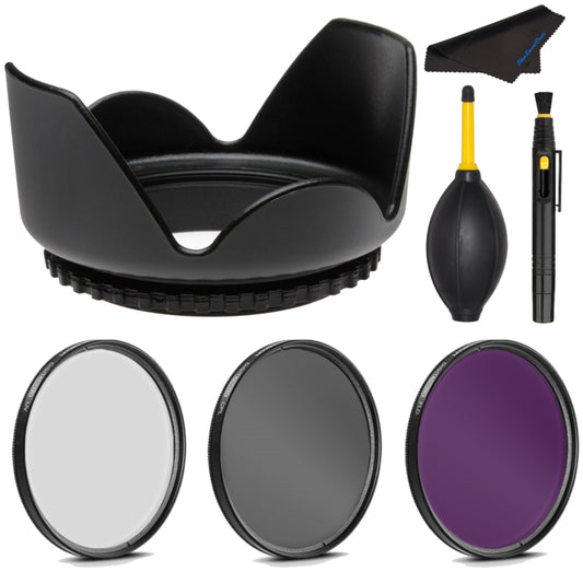 PRO 52mm Filter Kit + PRO 52 mm Tulip Lens Hood For Nikon, Canon, Sigma, Tamron, Pentax, Olympus - 52 mm Polarizing Filter, 52mm UV Filter, 52mm