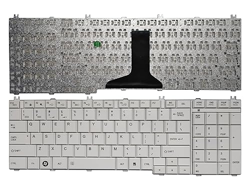 YUHUAI Laptop Replacement Keyboard Fit Toshiba Satellite L650 L655 L670 L675 L650D L655D L670D L675D H000029020 US Layout (White)