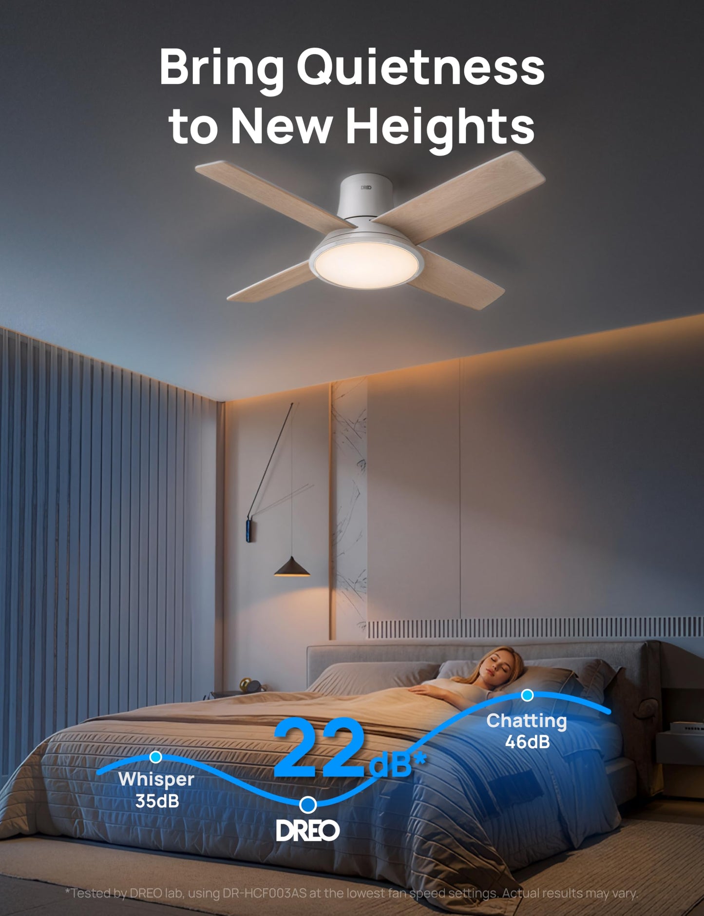 DREO Ceiling Fans with Lights 44'', RGBIC Flush Mount Smart Ceiling Fan