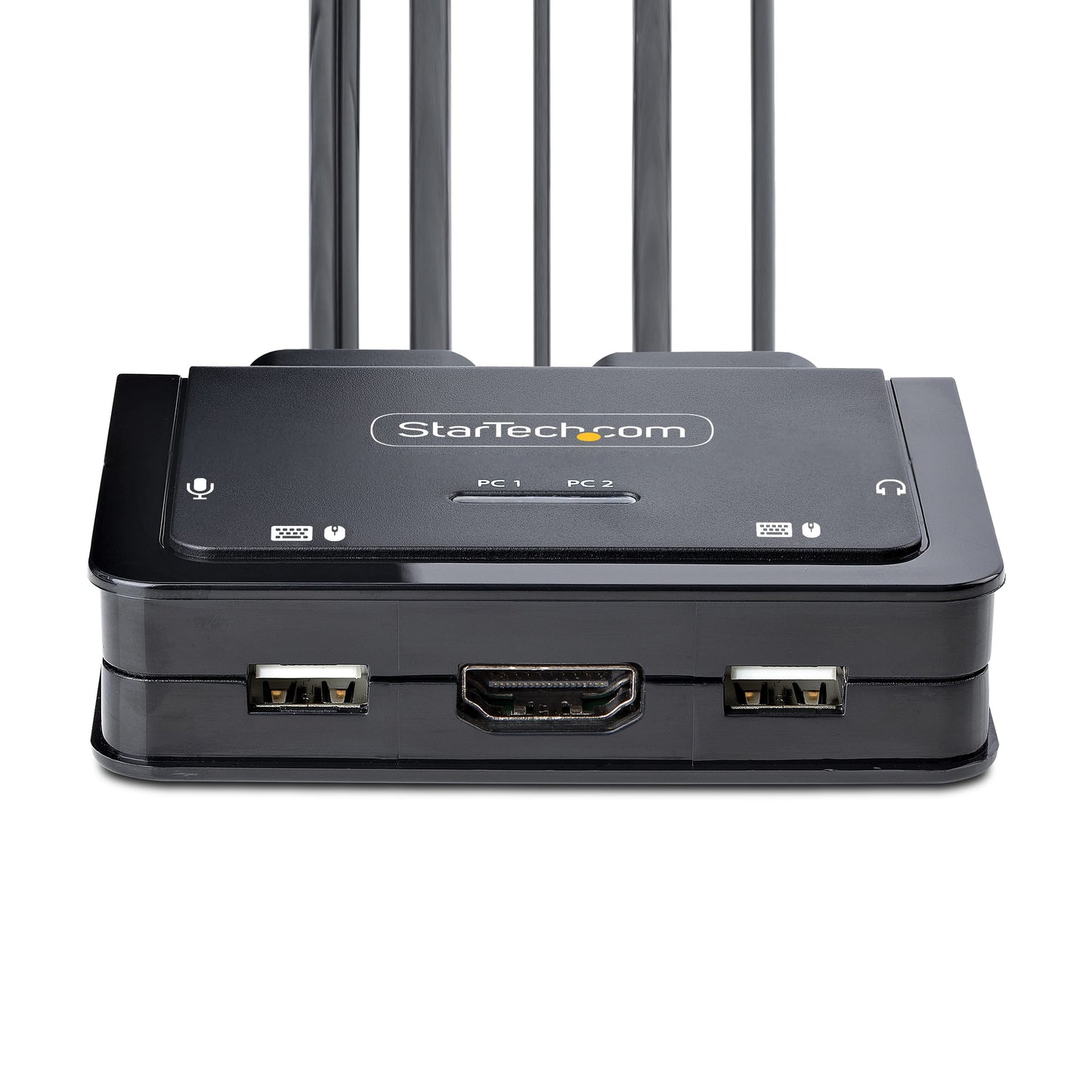 StarTech.com 2-Port Hybrid USB-C HDMI Cable KVM Switch, 4K 60Hz, Compact KVM with 6ft/1.8m USB-A/HDMI/Audio & 4ft/1.2m USB-C Integrated Cables, Bus