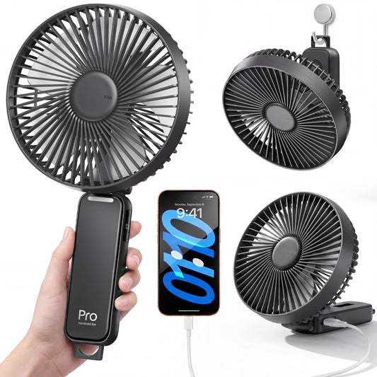 Novauxlume 6 Inch Handheld Fan Rechargeable, Portable Hand Fan with 6000mAh Batteryand Phone Charging, Quiet Powerful Personal Fan for Travel