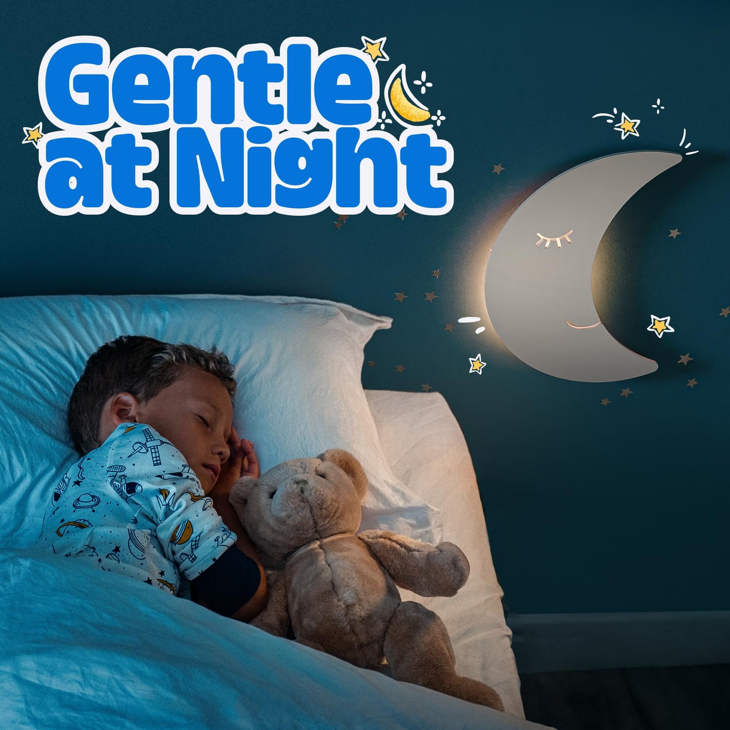 Tip perk 2 Pack Cloud & Moon Lights - Floating Cloud & Moon Wall Lamps for Nursery | Cute Floating Lamps for Kids Bedroom | Battery-Operated Hanging