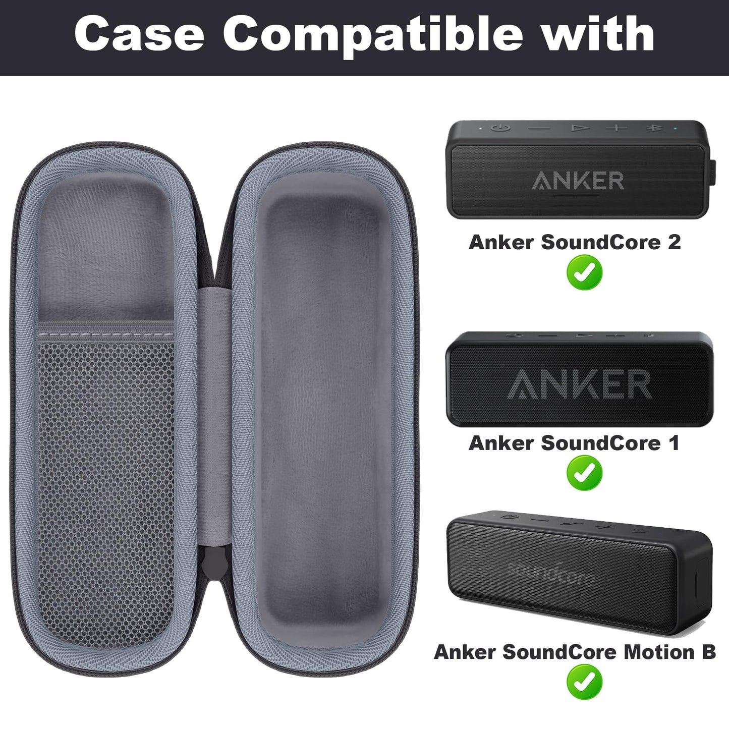 co2CREA Hard Case Compatible with Anker SoundCore/SoundCore 2 / Motion B Portable Outdoor Sports Bluetooth Speaker (Black)