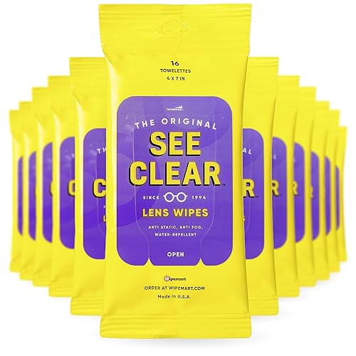See Clear Original Lens Cleaning Wipes - Pre-Moistened Eyeglass & Screen Cleaning Cloth Towelettes - Streak Free, Scratch Free Lens & Electronic